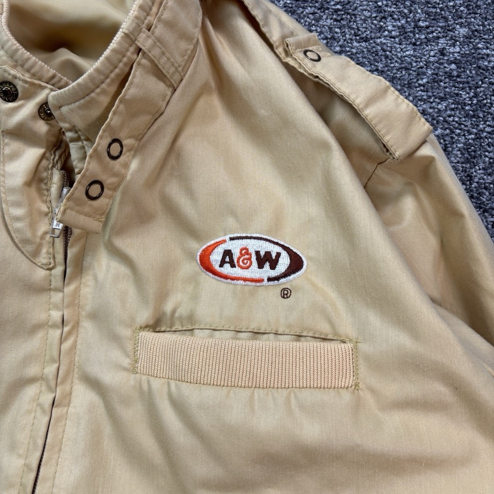 Vintage A&W Root Beer Employee Jacket Mens Large Beige Bomber Soda Fast Food - Picture 4 of 8